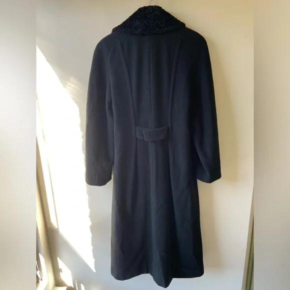 Vintage black wool/ cashmere blend coat with faux fur collar - Picture 5 of 6